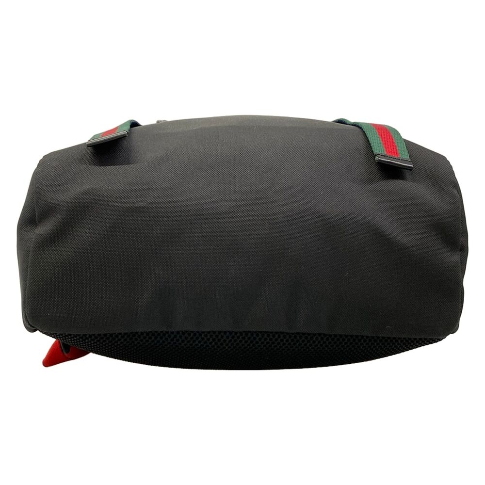 Gucci Shelly (Web) Backpack 450982 Black Green Multi Nylon Leather - Picture 5 of 15